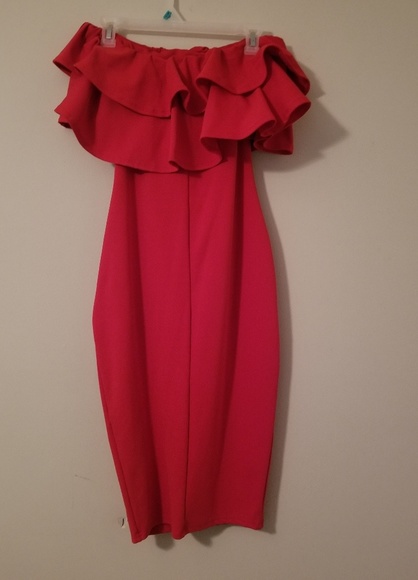 ☆HP×2☆Maternity Ruffle Off The Shoulder Midi Dress - Picture 3 of 7